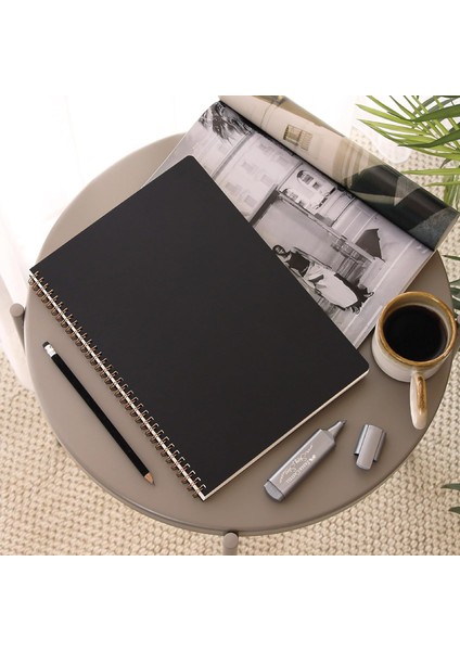 Siyah Kraft Karton Kapak 70 Yaprak 110 Gram Çizgili Not Defteri