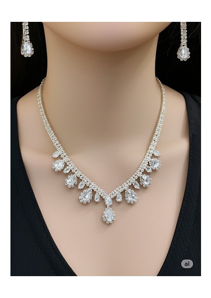 Damla Işıltısı Kolye Küpe Seti