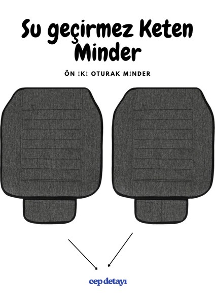 Seat Leon (2005 Öncesi) 1999–2005 Uyumlu Lüks Kalite Sıvı Geçirmez Keten Oturak Minder 3'lü Füme fiyatları