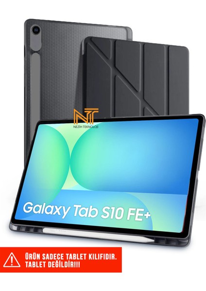 Samsung Tab S10 Fe Plus 13,1 Inch Uyumlu Trifolding Kalem Bölmeli Standlı Uyku Modlu Kılıf