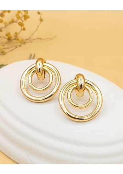 Altın Kaplama Ikili Halka Küpe