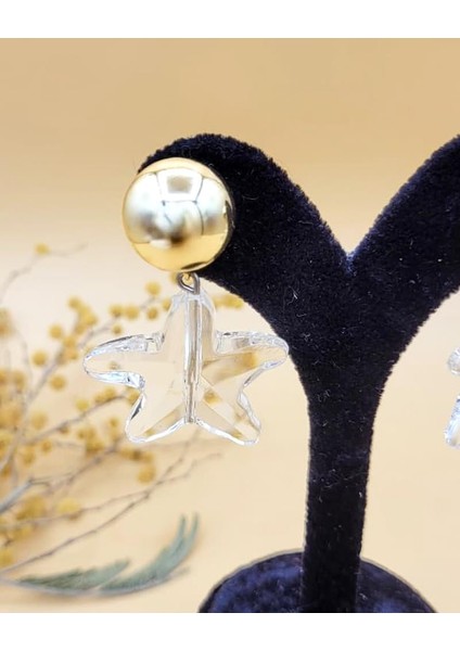 Şeffaf Kristal Yıldız Küpe modelleri