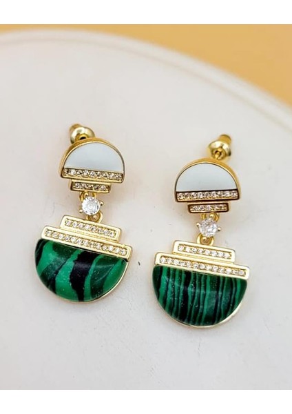 Zirkon Taşlı Yeşil Artemis Küpe