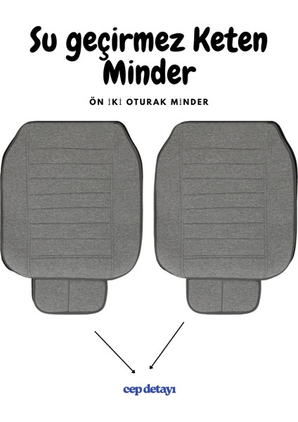 Audi A-5 Quattro 2015 - 2019 Uyumlu Lüks Kalite Sıvı Geçirmez Keten Oturak Minder 3'lü Gri fiyatları