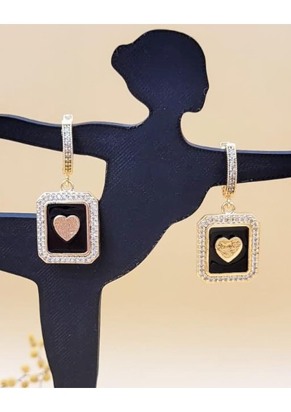 Siyah Kalp Işıltısı Küpe modelleri