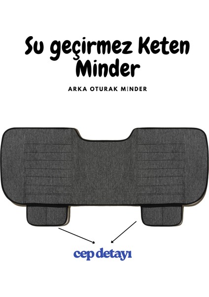 Skoda Octavia (2004 Öncesi) 1996–2004 Uyumlu Lüks Kalite Sıvı Geçirmez Keten Oturak Minder 3'lü Füme modelleri