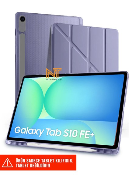 Samsung Tab S10 Fe Plus 13,1 Inch Uyumlu Trifolding Kalem Bölmeli Standlı Uyku Modlu Kılıf