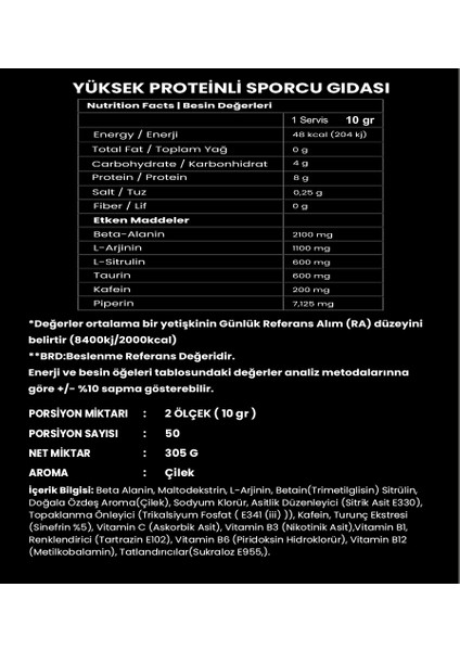 Pre-Workout 305GR-ÇILEK-AROMA fiyatları