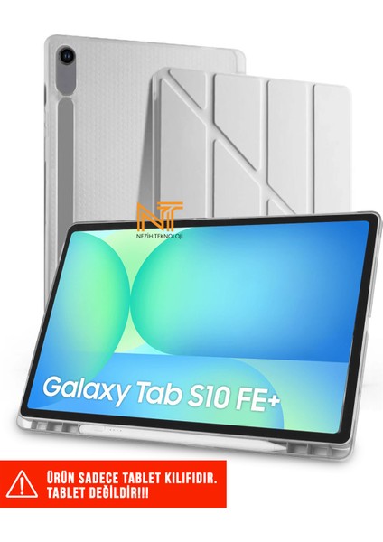 Samsung Tab S10 Fe Plus 13,1 Inch Uyumlu Trifolding Kalem Bölmeli Standlı Uyku Modlu Kılıf
