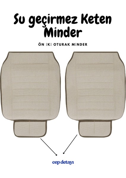 Kia Stonic 2017–2024 Uyumlu Lüks Kalite Sıvı Geçirmez Keten Oturak Minder 3'lü Bej fiyatları