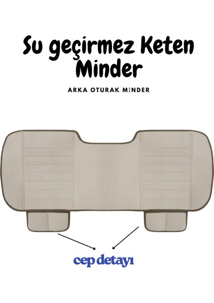 Kia Stonic 2017–2024 Uyumlu Lüks Kalite Sıvı Geçirmez Keten Oturak Minder 3'lü Bej modelleri