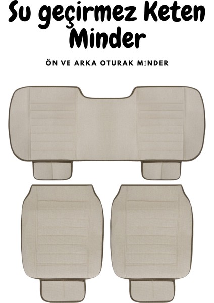 Volksagen Passat B-8 Confortline 2015 ve Sonrası Uyumlu Lüks Kalite Sıvı Geçirmez Keten Oturak Minder 3'lü Bej