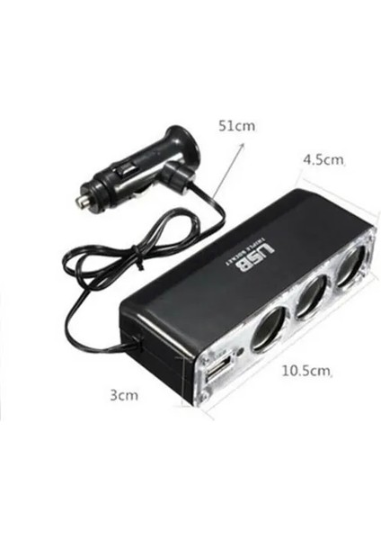 Isuzu Nrr Uyumlu 3 Port + 1 USB Oto Araç Çakmaklık Çoğaltıcı Çoklayıcı indirimleri