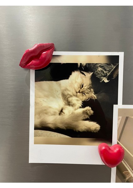 Dekoratif Buzdolabı Magnet Seti – Kalpli ve Dudaklı Fotoğraf Not Tutucu Magnet, Polaroid Tutucu Hediyelik Magnetler