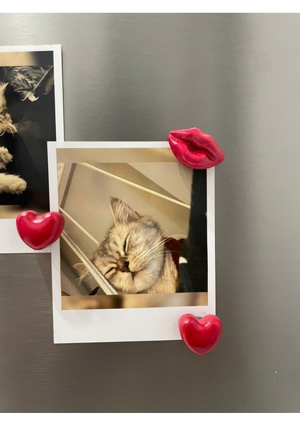Dekoratif Buzdolabı Magnet Seti – Kalpli ve Dudaklı Fotoğraf Not Tutucu Magnet, Polaroid Tutucu Hediyelik Magnetler