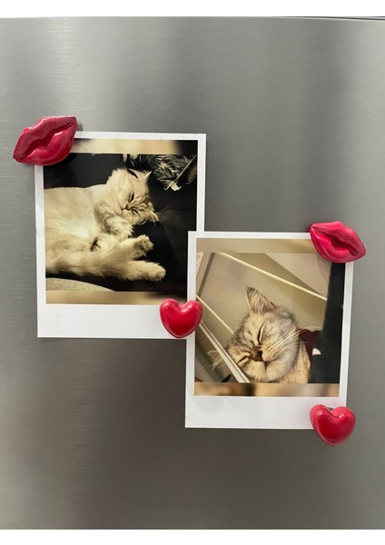 Dekoratif Buzdolabı Magnet Seti – Kalpli ve Dudaklı Fotoğraf Not Tutucu Magnet, Polaroid Tutucu Hediyelik Magnetler