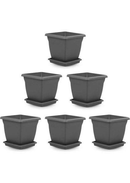 SO-VK02 Villa Kare Tabaklı Saksı Takımı 9 Lt Antrasit 6 Adet