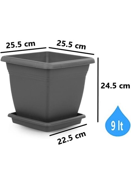 SO-VK02 Villa Kare Tabaklı Saksı Takımı 9 Lt Antrasit 6 Adet fiyatları