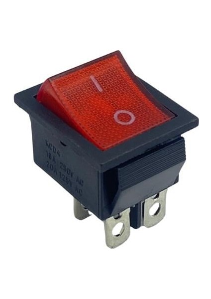 TUŞLU ANAHTAR IŞIKLI KARE (BÜYÜK BOY) (4 FİŞ) (ON/OFF) (16A 250V AC / 20A 125V AC)