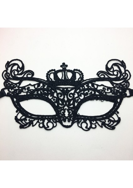 Siyah Renk Dantel Işlemeli Örgülü Parti Maskesi Model 6 (4915) fiyatları