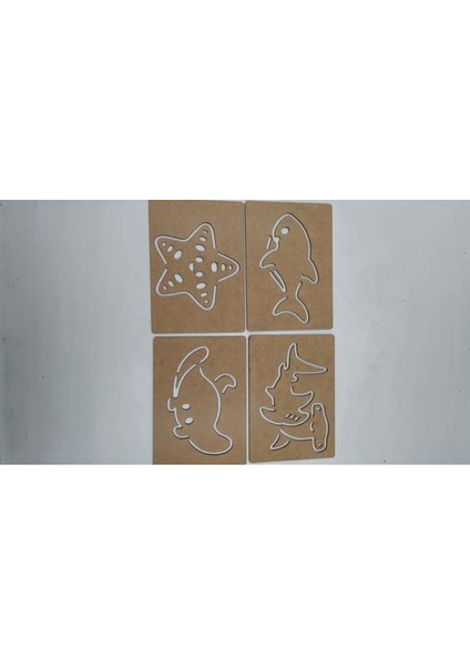 Ahşap Montessori Deniz Hayvanları Çizim Seti Kutulu 18 Adet indirimleri