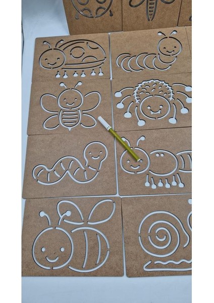 Ahşap Montessori Çizim Seti Böcekler Kutulu 15 Adet indirimleri