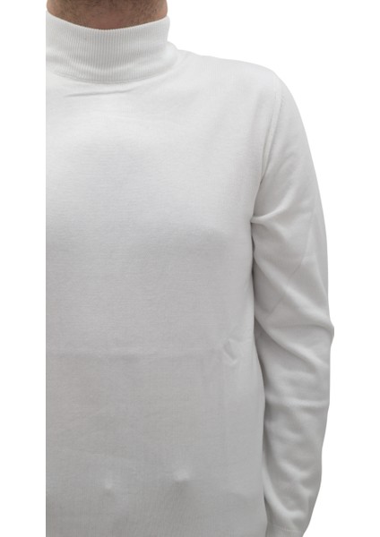 Fistan Store Erkek Beyaz Düz Spor Kesim Normal Kalıp Yarım Balıkçı Yaka Kışlık Kazak fiyatları