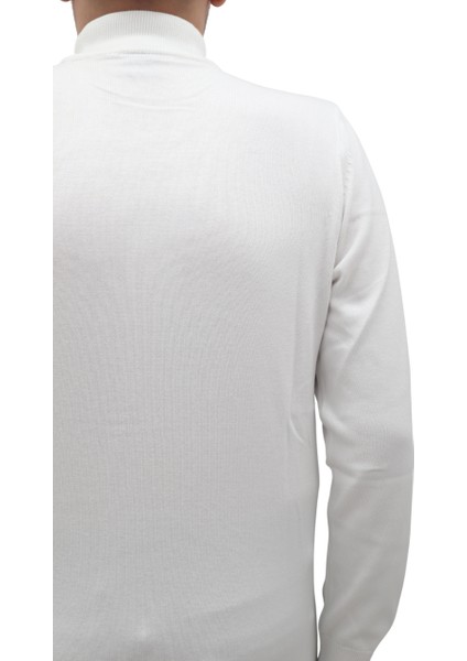 Fistan Store Erkek Beyaz Düz Spor Kesim Normal Kalıp Yarım Balıkçı Yaka Kışlık Kazak fırsatları