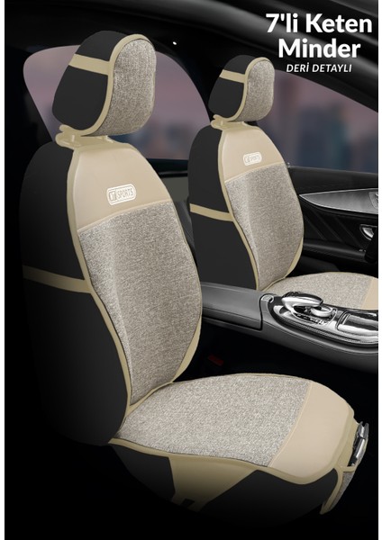 Kia Soul 2016-2019 Uyumlu Sport Seri Sıvı Geçirmez Keten Oturak Minder 7'li Bej