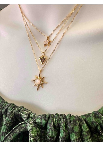 3'lü Çelik Charm Kolye , Yıldızlı Kolye , Kalpli Kolye , Kutup Yıldızı Kolye , 3'lü Çelik Kolye Seti fiyatları