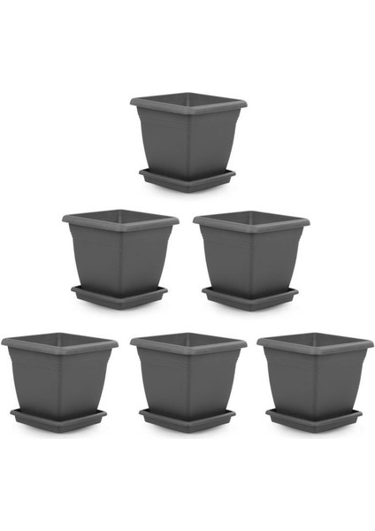 SO-VK03 Villa Kare Tabaklı Saksı 17 Lt Antrasit 6 Adet