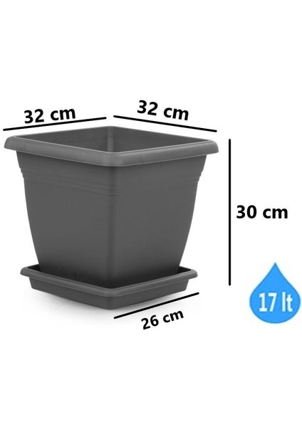 SO-VK03 Villa Kare Tabaklı Saksı 17 Lt Antrasit 6 Adet fiyatları