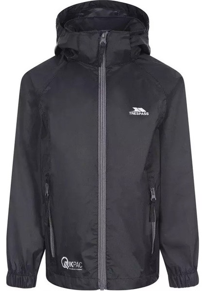 Qikpac X - Unisex Kids Packaway Jacket Tp75 Unisex Çocuk Siyah Yağmurluk