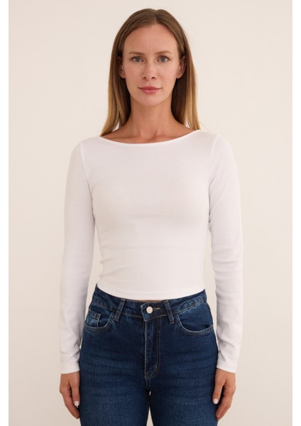 Basic Kayık Yaka Modal Bluz