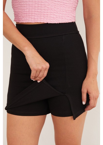 Yırtmaçlı Penye Şort Etek