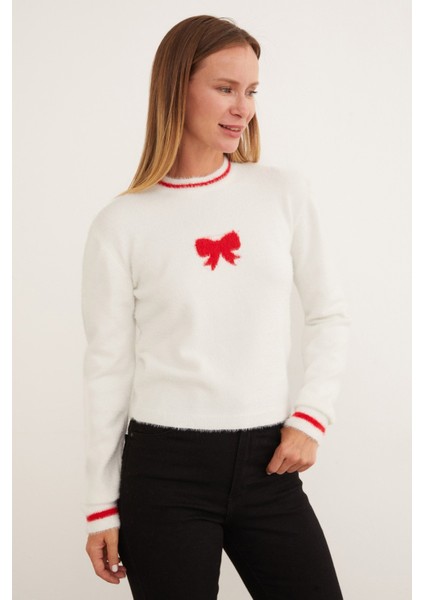 Kurdele Desenli Bisiklet Yaka Sakallı Kazak fiyatları