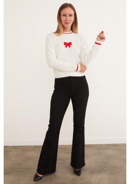 Kurdele Desenli Bisiklet Yaka Sakallı Kazak modelleri