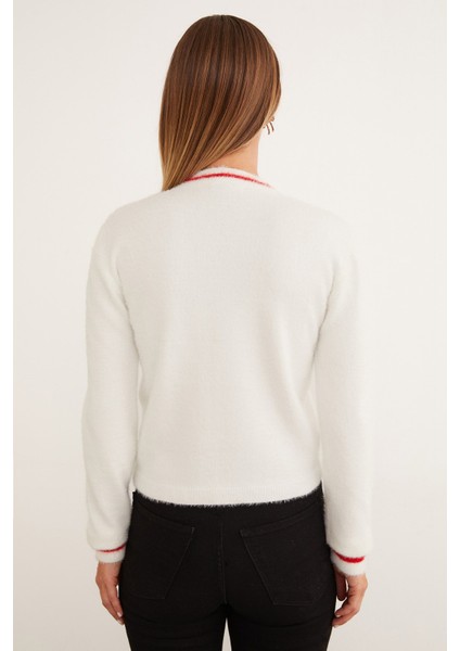 Kurdele Desenli Bisiklet Yaka Sakallı Kazak fırsatları