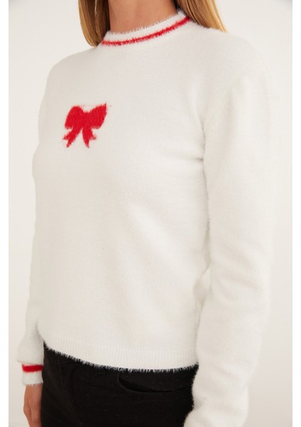 Kurdele Desenli Bisiklet Yaka Sakallı Kazak indirimleri