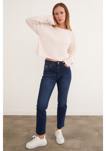 Çizgili Crop Triko Bluz fiyatları