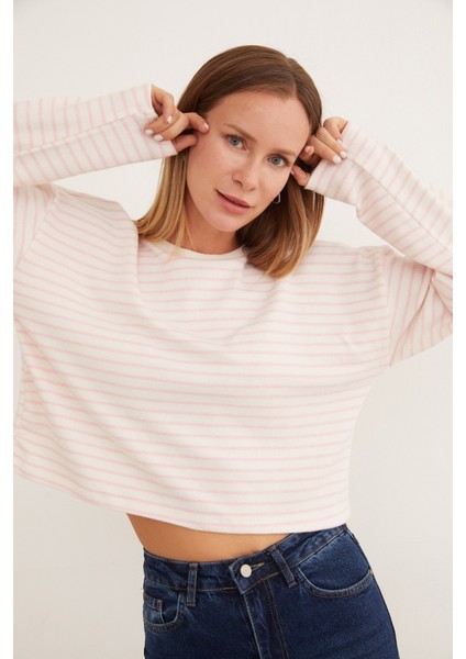 Çizgili Crop Triko Bluz modelleri