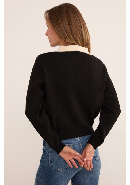 Basic Gömlek Yaka Yarım Düğmeli Triko Kazak fırsatları