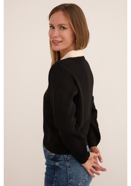 Basic Gömlek Yaka Yarım Düğmeli Triko Kazak indirimleri