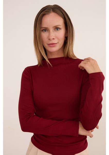 Basic Yanları Drapeli Dik Yaka Modal Bluz fiyatları