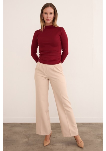 Basic Yanları Drapeli Dik Yaka Modal Bluz modelleri