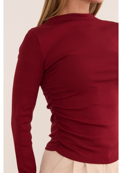 Basic Yanları Drapeli Dik Yaka Modal Bluz indirimleri