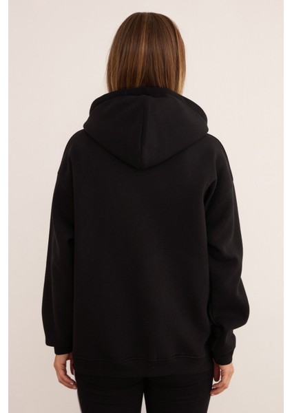 Basic Fermuarlı Kapüşonlu Oversize Sweatshirt fırsatları