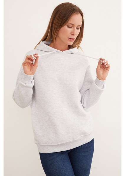 3 Iplik Basic Oversize Kapüşonlu Sweatshirt fiyatları