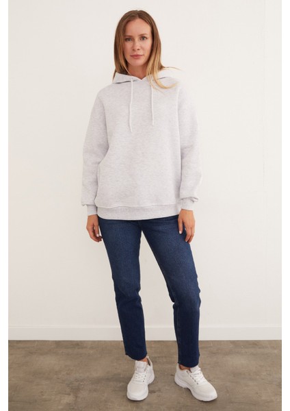 3 Iplik Basic Oversize Kapüşonlu Sweatshirt modelleri