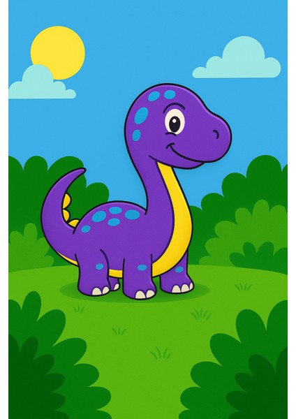 Uzun Boy Dino Figür Boyama Seti – 4 Renk Boya + 1 Fırça | Çocuk Eğitici Hobi Plakası (12 Cm) modelleri